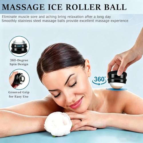 Massage Ice Roller Ball - Roller for Muscles Deep Tissue, Cold Heat Therapy | Plantar Fasciitis Roller, Tight and Sore Muscles Relief, for Neck, Shoulders, Back, Calves & Feet, Sports Relaxations Gift