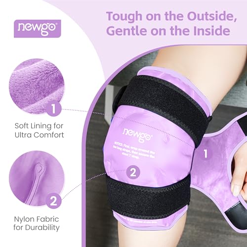 NEWGO Ice Pack for Knee Replacement Surgery, 360° Full Wrap, Purple | Y-shaped Strap Stays Put, Reusable for Knee Replacement, ACL, Arthritis, Swelling, and Sports Injuries, 21.7" x 9.8" - color: Regular Purple 1-pack