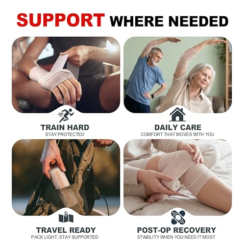 FRESINIDER Premium Elastic Bandage Wrap, 24 Pack 3" Cotton Latex Free Compression Bandage Wrap with Touch Closure at Both Ends, Support & First Aid for Sports, Medical, and Injury Recovery - color: 24 Pack X 3 Inches
