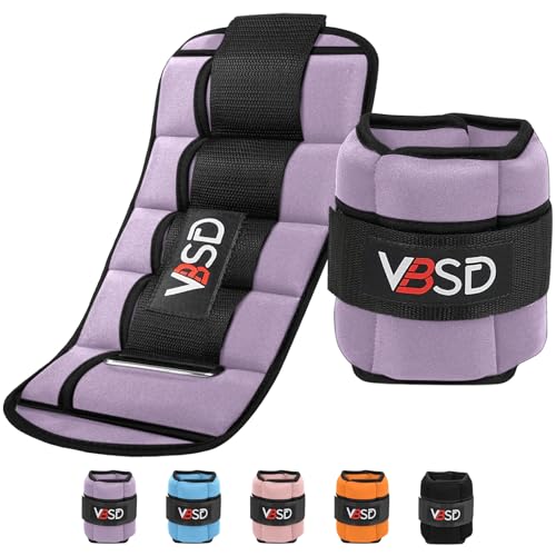 VBSD Adjustable Ankle Weights for Men Women, 2 4 6 8 10 lbs 1 Pair Leg Weight Straps, Weighted Ankle Weight Set with Removable Sandbags for Walking Running Yoga Physical Therapy Gym Home Workout - color: Lavender, size: 5LBx2