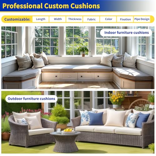 Custom Bench Cushion, Window Seat Cushions Indoor, Bench Cushions for Indoor Furniture,Non-Slip Bench Pads,75D Thickened Foam Bench Cushion for Indoor Bay Window Outdoor Garden Patio Cushion