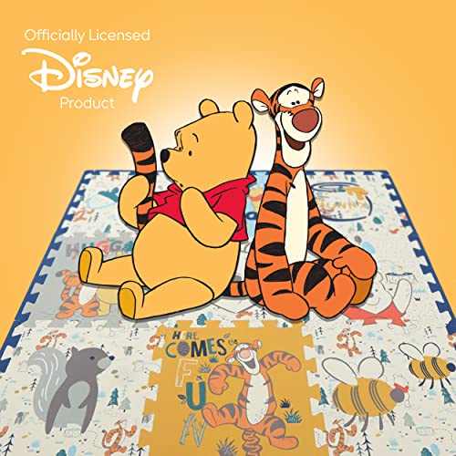 Disney Winnie The Pooh EVA Foam Mat, Winter Prairie Interlocking Flooring Tiles, Yellow, 36 x 36 Inches