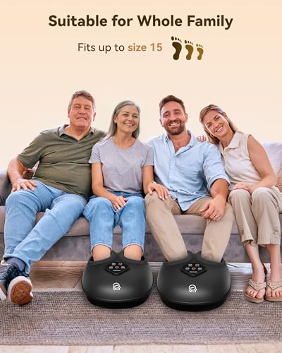 COMFIER 2026 Shiatsu Foot Massager with Heat,Compression,Kneading &Rolling,Foot Massager for Neuropathy,Plantar Fasciitis,Upgraded for Larger Feet Machine(Size 15),Home or Office,for Men Women - color: Dark-black