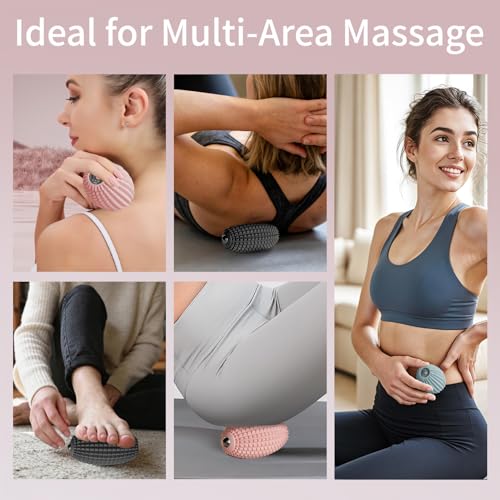 Vibrating Massage Ball for Plantar Fasciitis & Myofascial Release, Silicone Muscle Roller for Back, Shoulder, Foot, and Leg, Portable Trigger Point Massage Tool, 3 Vibration Speeds (Pink) - color: Pink