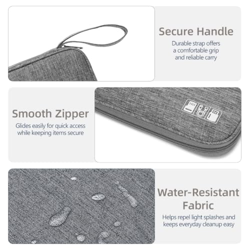 Cord Organizer Travel Case, Cable Organizer Bag for Chargers, USB Cables, Power Bank & Electronics Accessories, Portable Tech Organizer Pouch with Mesh Pockets, Water Resistant Travel Gear Bag - color: gray, size: S