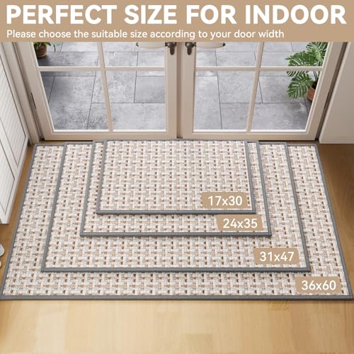 Door Mat 17"x30",Door Mat Indoor Entrance Dirt Resistant and Absorbent Non-Slip Rubber Backing Front Door Mats Washable Low-Profile Indoor Mats for Entryway, Inside Entrance Easy Clean Gray - color: A- Gray, size: 17"x30"