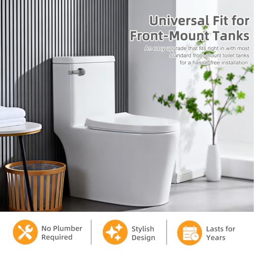 Hibbent Universal Metal Front Mount Toilet Handle Replacement Kit | Gunmetal Gray Solid Brass Toilet Flush Tank Lever, Stainless Steel Flapper Chains for Most Toilet Tanks - color: Gunmetal Gray, style: Upgraded Front Mount