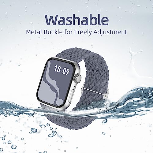 4 Pack Braided Stretchy Bands Compatible with Apple Watch 40mm 41mm 38mm 42mm 44mm 45mm 46mm 49mm Women Men, Breathable Nylon Elastic Daily Use Straps for iWatch Series 11/10 9 8 7 6 5 4 3 SE/Ultra 2 - color: Black/BlueGrey/White/Titan Gray, size: 38mm/40