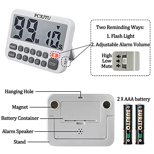 Digital Kitchen Timer, Large Display Countdown/Up Timer with Digits Directly Input, Fast Setting, Loud Alarm, ON/Off, Magnetic Back Stand for Cooking, Baking, Study - size: YS316