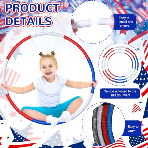 Sratte 12 Pcs Toy Hoop for Kid Detachable Adjustable Toy Hoop Colored Hoop Exercise Ring Plastic Circle for Kid Teen Gymnastics Dog Agility Equipment, Require Self Assembly(White, Blue, Red, 28 Inch) - color: White, Blue, Red, size: 28 Inch