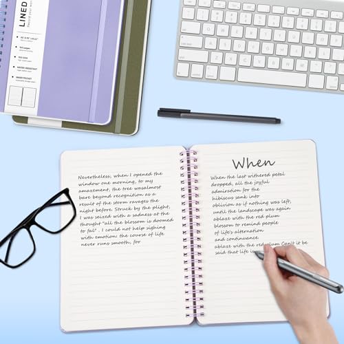 ABERLLS Lined Spiral Journal Notebook with 160 Pages, 8×5.7in, A5 Spiral Notebook, Journaling Notebooks for Work, School, Women, Men, College Ruled Spiral Notebook, Hardcover Leather Journals, Purple - color: Purple, size: A5