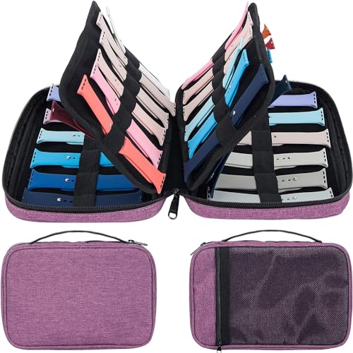 PACMAXI 36 Watch Bands Storage Case - Holds 36 Bands, Fits Most Sizes, Organizer for Watch Straps & Accessories - color: purple