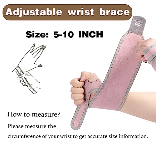 INDEEMAX 2 Pack Copper Wrist Brace Support for Carpal Tunnel, Pain Relief, Arthritis, Tendonitis, Adjustable Wrist Braces Compression Wraps Both Hands, Fit for Men and Women - color: Pink-New