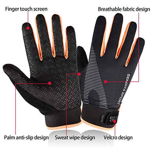 YHT Workout Gloves, Full Palm Protection & Extra Grip, Gym Fishing Fencing Gloves for Weight Lifting, Training, Fitness, Exercise (Men & Women) - color: Orange, size: Medium