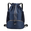 Valleycomfy Sports Drawstring Backpack - Water Resistant String Bag with Side Mesh Pockets Shoe Compartment Gym Backpack for Women & Men Dark Blue - color: A-dark Blue