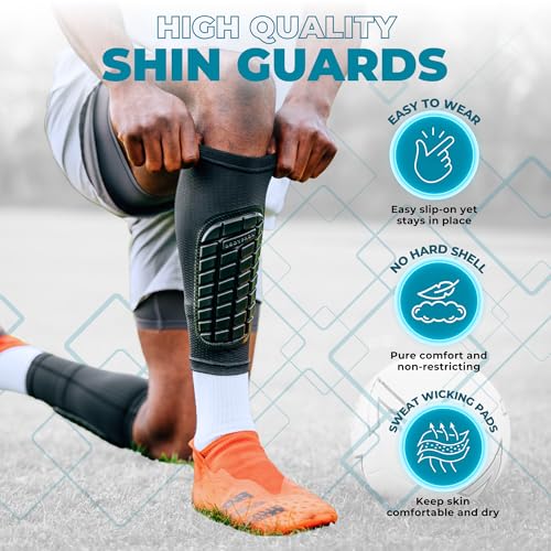 BODYPROX Soccer Shin Guards Sleeves for Men, Women and Youth - size: Large