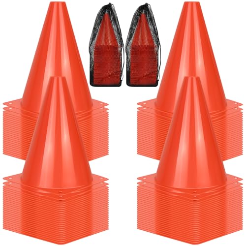 PXZBLG 12/24/50pcs Soccer Cones, 7" Plastic Traffic Cones | for Sports Training, Football, Soccer, Basketball, Coaching, Practice - color: Red, size: 7", 100pcs