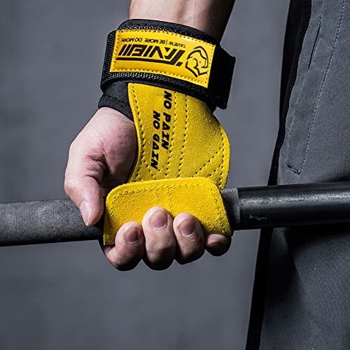 TAVIEW Wrist Straps for Weightlifting for Maximum Grip Support - Lifting Deadlift Strap & Weight Lifting Grips Gloves for Working Out Pull Up Deadlifting & Shrugs - color: Yellow