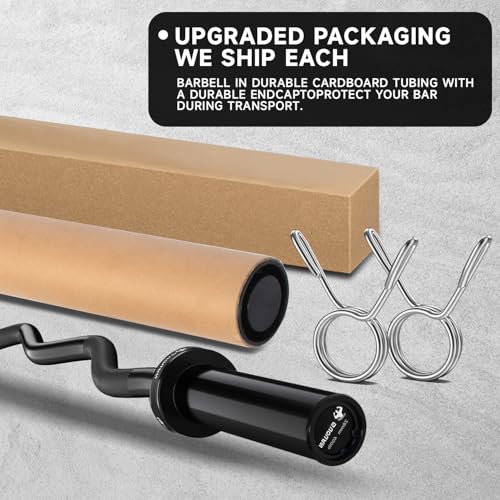 Olympic EZ Curl Barbell Bar, 400LBS Weight Capacity Olympic Curl Bar, 4ft Barbell Weight Bar with Knurled Grip for 2 Inch Weight Plates, Hip Thrusts,Squat,Biceps-Home Gym Weight Bar - color: Black