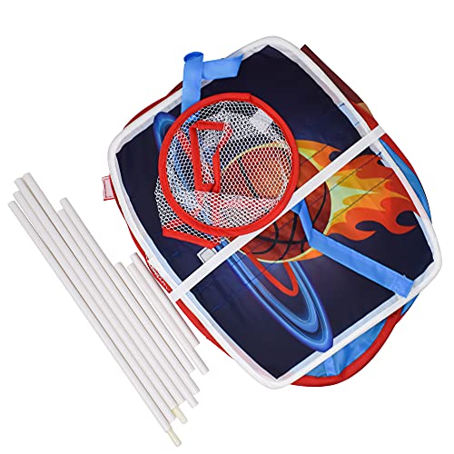 Large Basketball Sport Pop Up Ball Tent with Basketball Hoop and 20 Soft Balls for Toddler Kids, Folds for Easy Storage