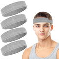 4 Pack Cotton Terry Sweat Headbands for Men Women Running Gym | 4 pack soft cotton terry headbands, Stretch 7 to 15 inches, Sweat-wicking, stays put for running, tennis, basketball & yoga - color: Gray