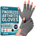 Vive Arthritis Gloves - Men, Women Rheumatoid Compression Hand Glove for Osteoarthritis- Arthritic Joint Pain Relief - Carpal Tunnel Wrist Support - Open Finger, Fingerless Thumb for Computer Typing | Osteoarthritis- Arthritic Joint Pain Relief - Carpal T