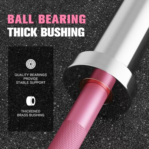 RITFIT Olympic Barbell 4ft/6ft - 2 Inch Weight Bar for Strength Training, Weightlifting, Squat, Deadlift, Bench Press, Curl, Overhead Press - 350lbs/500lbs Capacity - color: Pink, size: 4FT without Collar