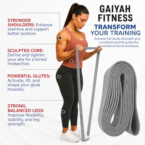 Long Resistance Bands for Working Out Women, Fabric Resistance Band, Stretch Bands for Exercise Bands Resistance Bands Set for Physical Therapy, Elastic Bands for Exercise - color: Grey-76 Inches