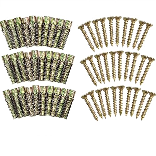 30PCS Hinge Repair Screw, 6×14mm Expansion Anchor Kit Door Hinge Thread Repair for Stripped Holes, Secure Cabinet Door Fastening with Expansion Anchors for Wood, Heavy-Duty Repair Screws