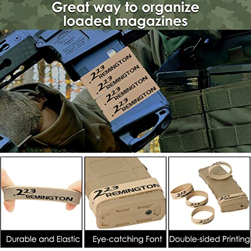 Aolamegs 5/10 Pack Magazine Bands - 5.56 Nato, 300 Blackout, 300 Subsonic, .223 Remington, .308 Winchester, 7.62x39 Magazine Marking Band, Durable Silicone Ammo Caliber Bands for Magazine Identification (2 Colors) - color: 223rem-khakiblack(5pcs)