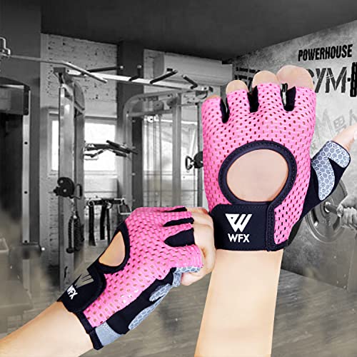 WESTWOOD FOX Weight Lifting Gloves for Men Women Gym Gloves with Wrist Wrap Support for Workout Training Exercise Fitness Hanging, Pull ups for Dumbbell, Cycling - color: Pink without strap, size: Medium