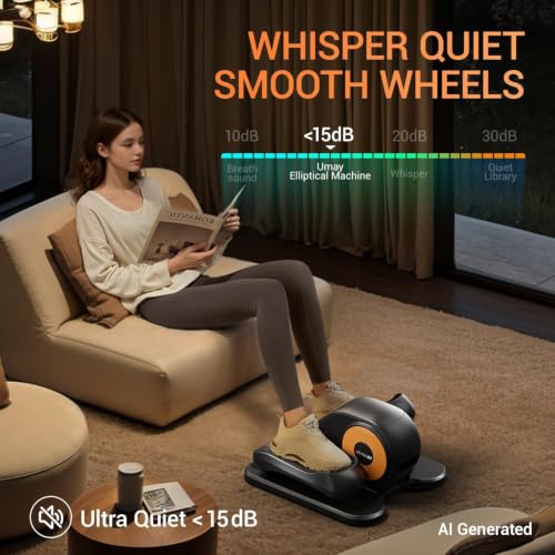UMAY Under Desk Elliptical Eclipse Leg Exerciser Electric as seen on TV | Foot Pedal Peddler Seated Exercise Machine for Seniors 12 Level Speeds Manual Auto Mode with Remote for Home Office - color: Dark