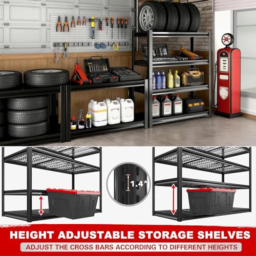72H Storage Shelves Heavy Duty,2800 LBS Garage Storage Shelves,5-Tier Adjustable Metal Shelving,for Garage,Warehouse,Basement,Pantry,16"x35.5"x72" - size: 72" H x 36" W x 16.1" D