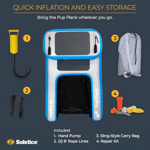 SOLSTICE Inflatable Pup Plank, Dog Water Ramp for Boats & Docks, Boost Step - size: BOOST Step (220 Pounds)