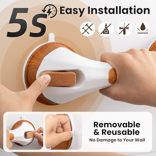TAILI Grab Bars for Bathtubs and Showers 2 Pack Suction Grab Bar, Heavy Duty Shower Handle Removable Bath Handrails for Seniors and Elderly, Bathroom Safety Grip No Drilling Waterproof, Wood Grain, G9 - color: Wood Grain, size: 12.2"