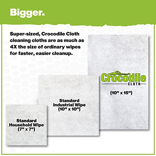 Crocodile Cloth Original Cleaning Wipes, Heavy-Duty Multi-Surface Hand & Tool Wipes, Water-Based, Safe on Skin, 50 Count, 15 x 10 Inch - size: 50 Count (Pack of 1)