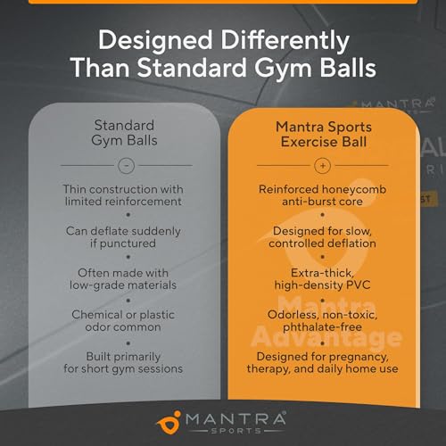 Exercise Ball – Yoga Ball for Pilates & Fitness - Birthing for Pregnancy, Stability, Core, Balance, Therapy for Physical Rehab, Workout for Home Gym & Office Chair, Fast Pump Included - color: Cloudy Grey, size: L (for Height 5'4" - 5'10")