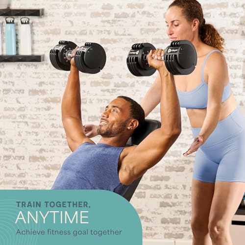 LifePro Adjustable Dumbbells Set – Quick-Adjust Space-Saving Weights with Anti-Slip Handle for Home Gym Strength Training - color: 25lb Pair Dial Adjustment