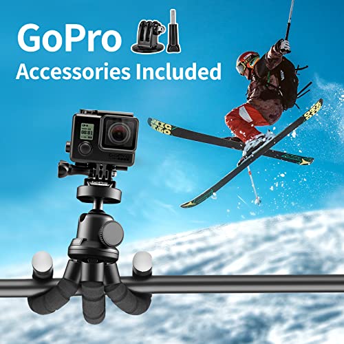 Aureday Phone Tripod, Flexible Tripod for iPhone and Android Cell Phone, Come with Wireless Remote and Clip for Video Recording/Vlogging/Selfie - color: Black