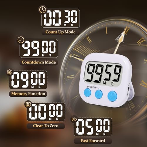6 Pack Digital Kitchen Timer Small Classroom Timers for Kids Teachers (White) - color: White
