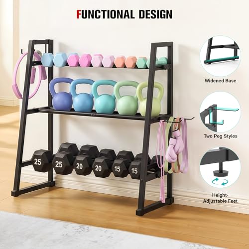 Dumbbell Rack Stand Only, Adjustable Weight Rack for Home Gym, Capacity Weight Storage Stand, Kettlebell & Dumbbell Organizer, Space-Saving Fitness Equipment Rack - color: Carbon Black