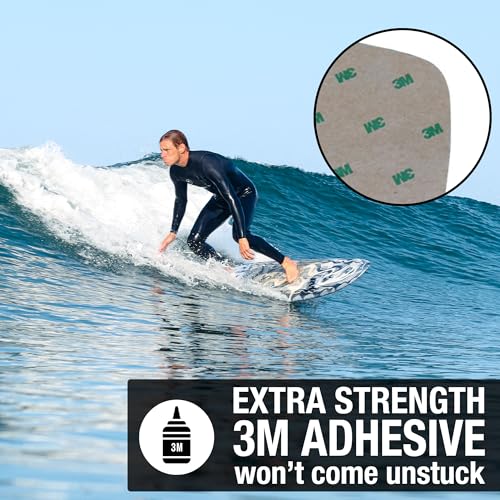 Ho Stevie! Premium Surfboard Traction Pad - Foot Won't Slip - 3 Piece, Full Size, Maximum Grip, Strongest 3M Adhesive - color: White