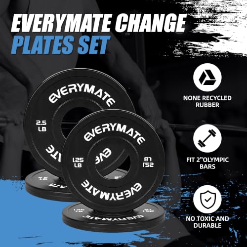 EVERYMATE Change Weight Plates 1.25LB 2.5LB 5LB Set Fractional Olympic Bumper Plates for Cross Training Steel Insert Strength Training - color: 7.5 LB(1.25+2.5), size: Black