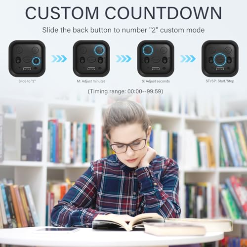 Rotating Pomodoro Timer 5, 25, 10 50 Minutes Preset, Desk Productivity Flip Timer, ADHD Tool Cube Countdown Stopwatch, Vibration/High/Low Volume/Custom Modes, for Work, Study, Back to School, Kitchen - color: Black