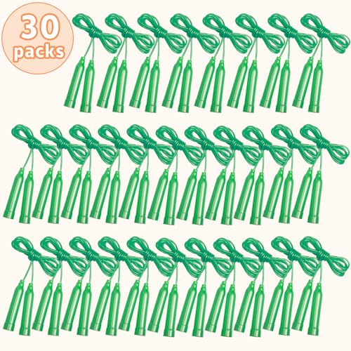 30 Pcs Kids Jump Rope,Colorful Jump Ropes for Kids,7.2 Feet Plastic Jump Ropes,Adjustable Skipping Rope,Jumping Ropes for Party Favors,Birthday Gifts,Indoor Outdoor Activity - color: Green