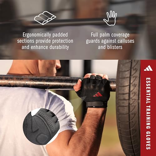 adidas Essential Training Gloves - color: Red, size: X-Small