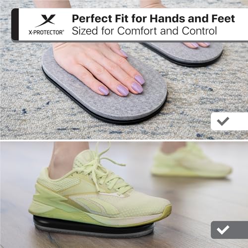 X-Protector Sliders for Working Out - 2 PCS - Double-Sided Exercise Sliders for Hard & Carpeted Floors - Gliders for Exercising! - color: Black & Grey