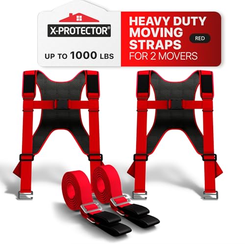 X-Protector Moving Straps - 2 Pairs - Lifting Straps for 2 Movers - Move Furniture Easily and Safely - Perfect for Lifting & Moving Heavy Objects (Adjustable Length 50-118 in)