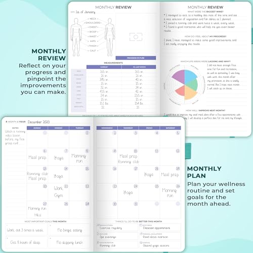 Clever Fox Fitness & Food Journal, Workout Planner, 5.8"x8.3" Turquoise | Lasts 3 months, undated hardcover exercise & weight loss journal for women, gym, diet, meal tracker, calorie counter book - color: Turquoise, size: A5 (5.8'' x 8.3'')