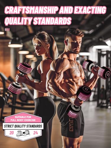 Adjustable Dumbbells Set, 1-Sec Fast Adjustable 5 Free Weights, Premium Comfort Non-slip Metal Handle, Compact Size for Full Body Home Workout